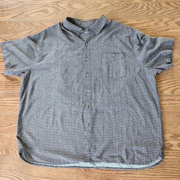 Batik Bay Dress Shirt Mens XXL Button Up Short Sleeve 100% Rayon Geometric - Picture 11 of 11